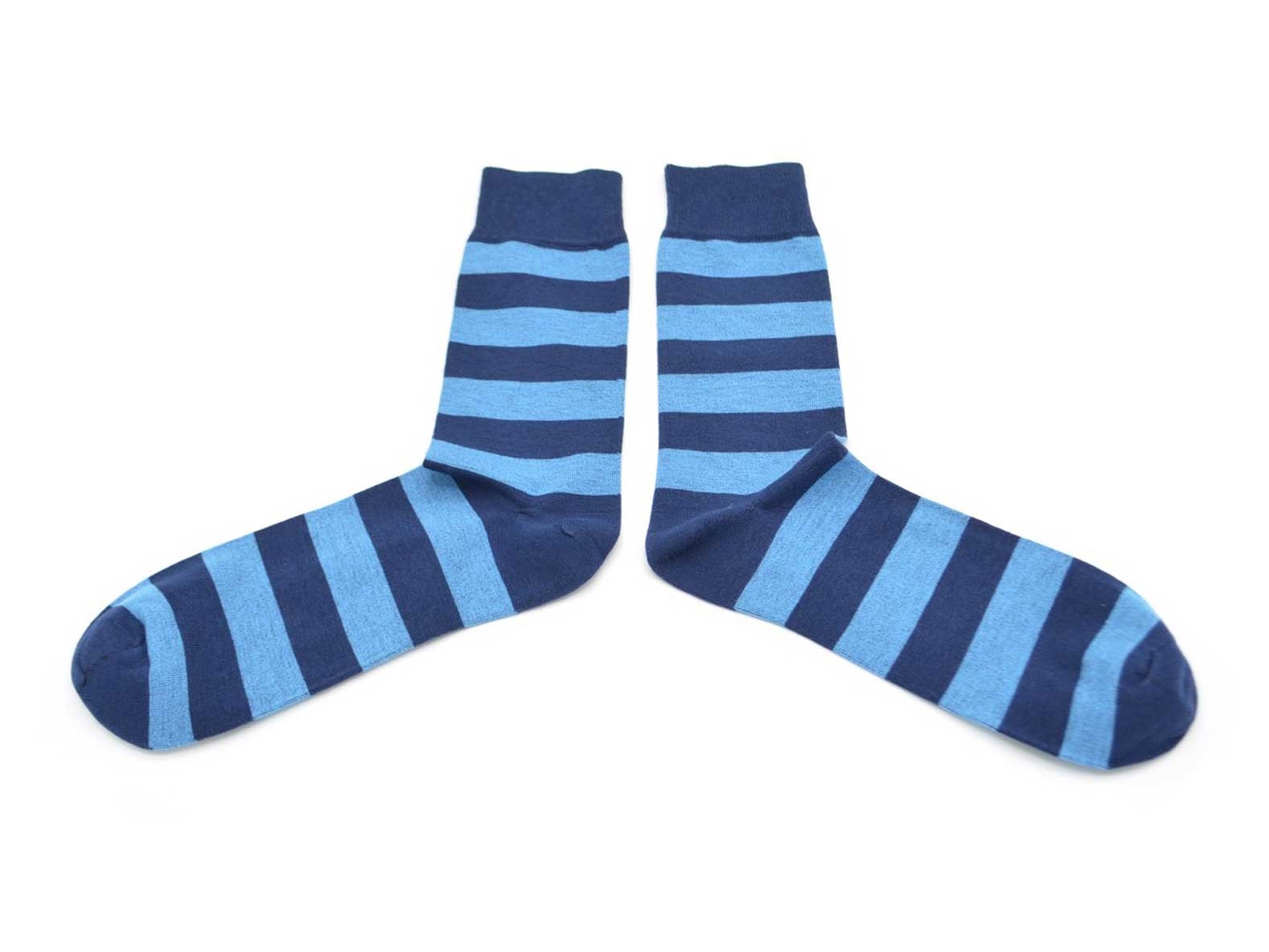 chaussettes-fantaisie-hommes-femmes-en-coton-bleu-marine-à-rayures-bleu-ciel-remaillées-à-la-main